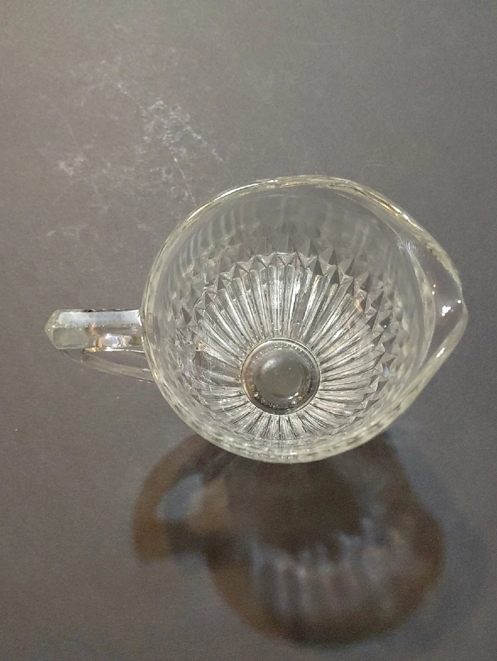 Vintage Jeannette Glass Anniversary Clear Pressed Glass Footed Creamer Pitcher